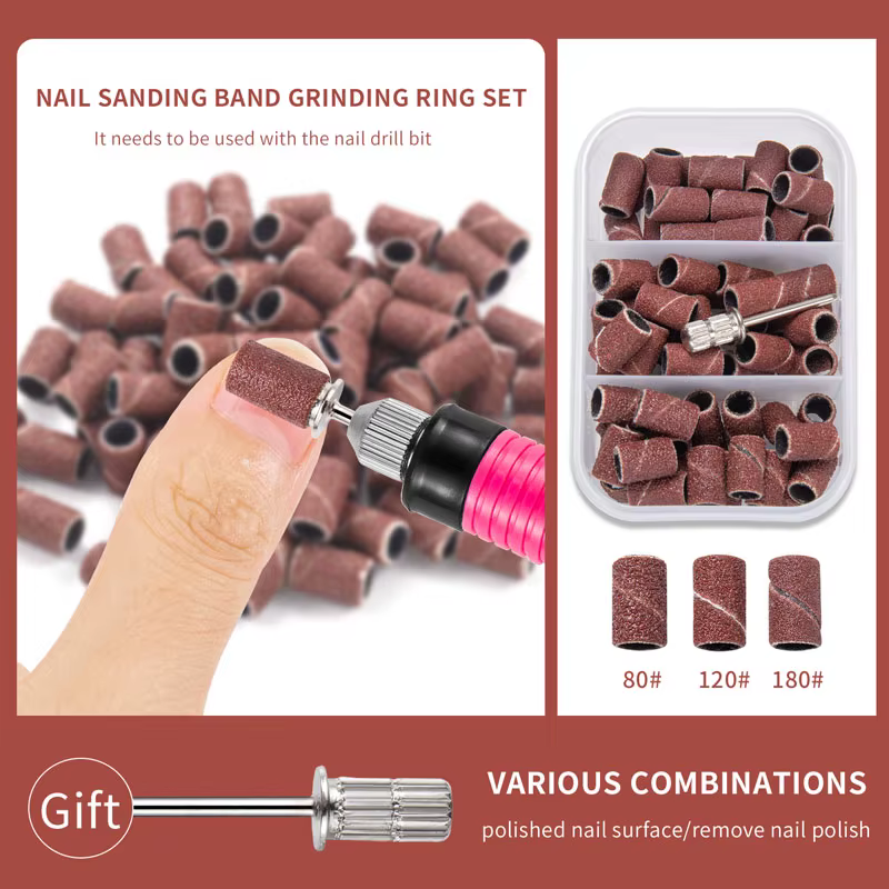 Bandes de ponçage pour ongles en boîte, avec forets à mandrin, pour Machine électrique, broyeur de f