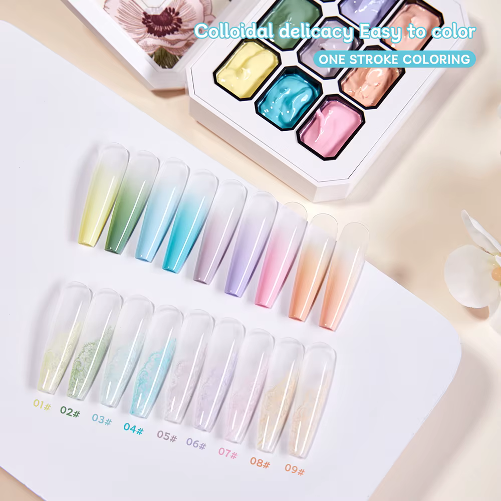 Vendeeni 9 couleurs tapotements peinture Gel vernis à ongles floraison transfert conception UV LED t