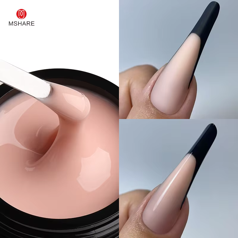 MSHARE 50g Gel rose auto-nivelant nude, gel de construction pour extensions d'ongles, gel de constru