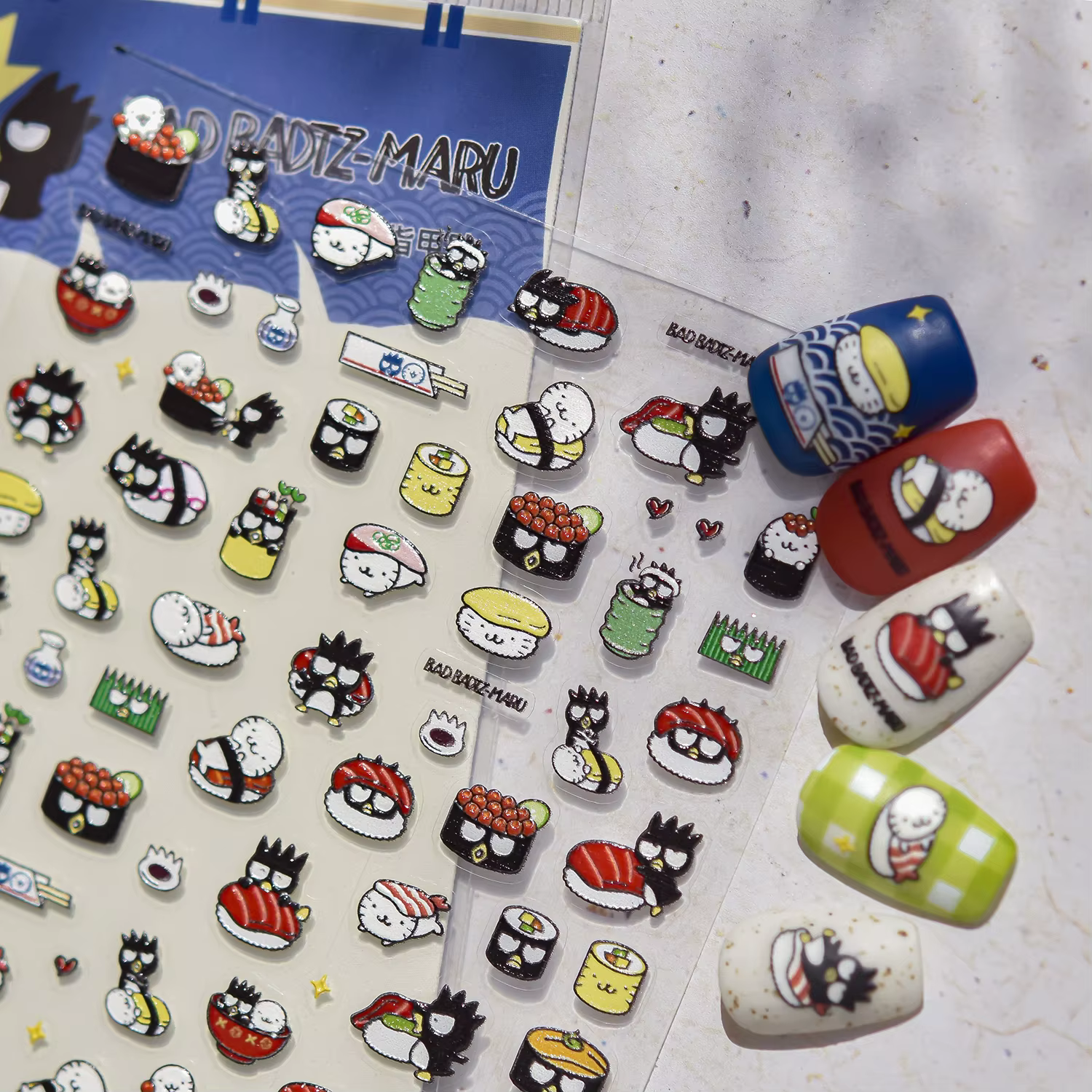 1 pièces nouvelle famille Sanrio dessin animé 5D en relief autocollant pour ongles mignon Hello Kitt
