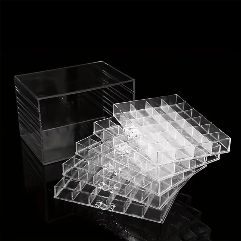 Boîte de rangement transparente en acrylique, 72/79/120 grilles, compartiment de rangement pour Nail