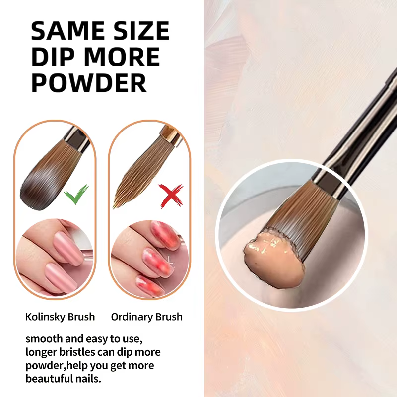 Brosse à ongles en acrylique 100% pur Kolinsky, manche en bois de santal, pour Application acrylique