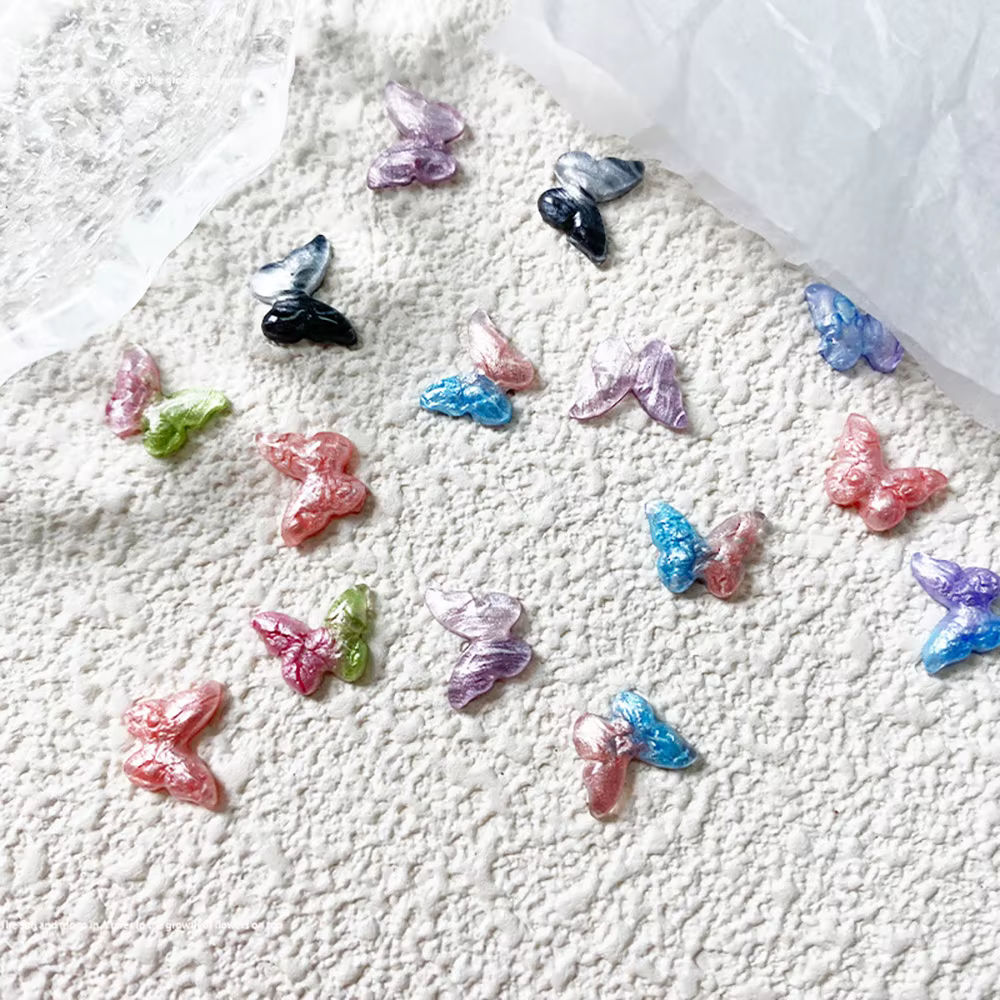 -Nacre papillon-perle lumière breloques mélange nacré ongles ornements Fritillaria papillon accessoi