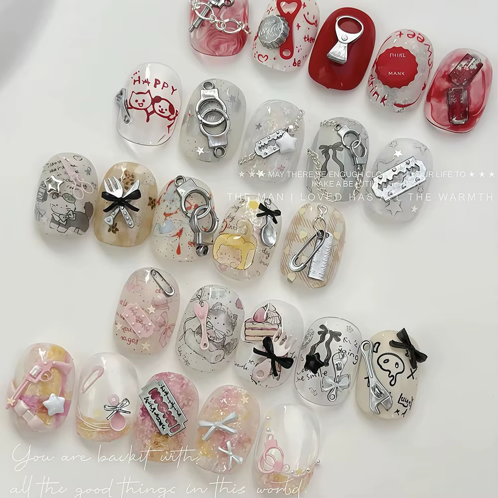 Moule à ongles 3D en Silicone, vaisselle, menottes, jouets amusants, breloques de manucure en résine