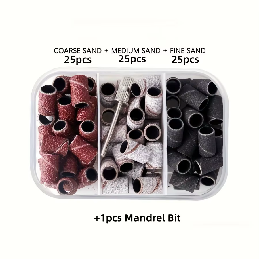 75 bandes de ponçage pour ongles avec embout de mandrin de 3/32", 80 # 120 # 180 ponceuses à ongles 