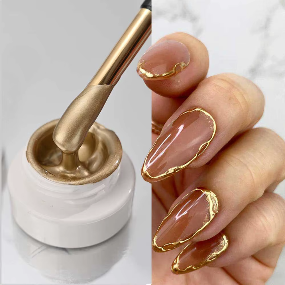 Peinture métallique Gel Chrome or argent effet miroir vernis à ongles Super lumineux ligne de dessin