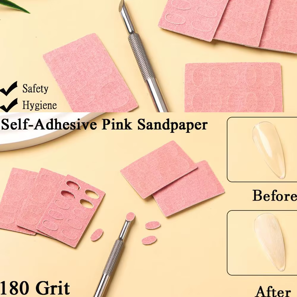 50 pièces 180 grain ponçage tranche + 1Pc ongles cuticule poussoir ensemble auto-adhésif pré polissa