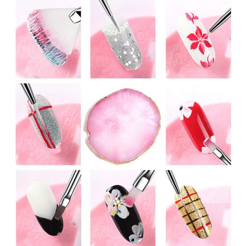 Ensemble de pinceaux à ongles professionnels, fournitures pour ongles, acrylique, gel UV, dessin, po