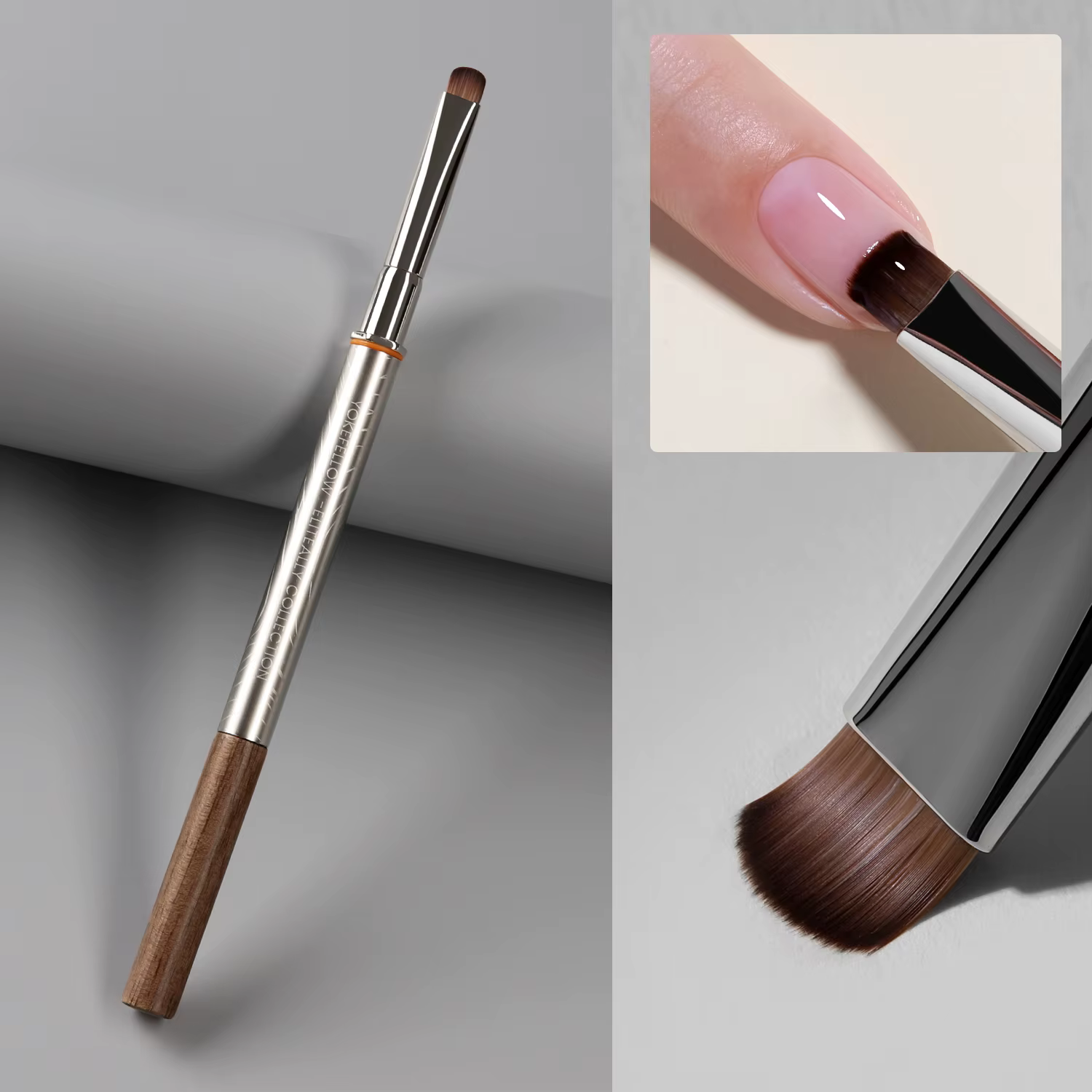 Pinceaux à ongles YOKEFELLOW 2-en-1 : Pinceau pour French Manucure et Pinceau de Nettoyage pour Vern
