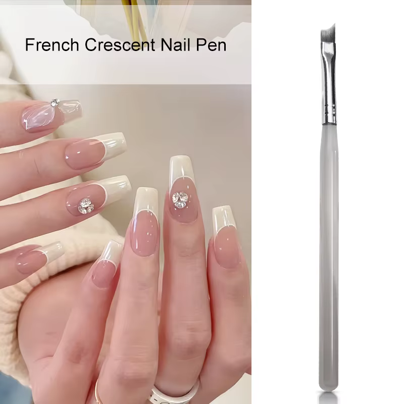 RS Nail – brosse professionnelle pour Nail Art français, en forme de demi-lune, Gel UV et peinture a