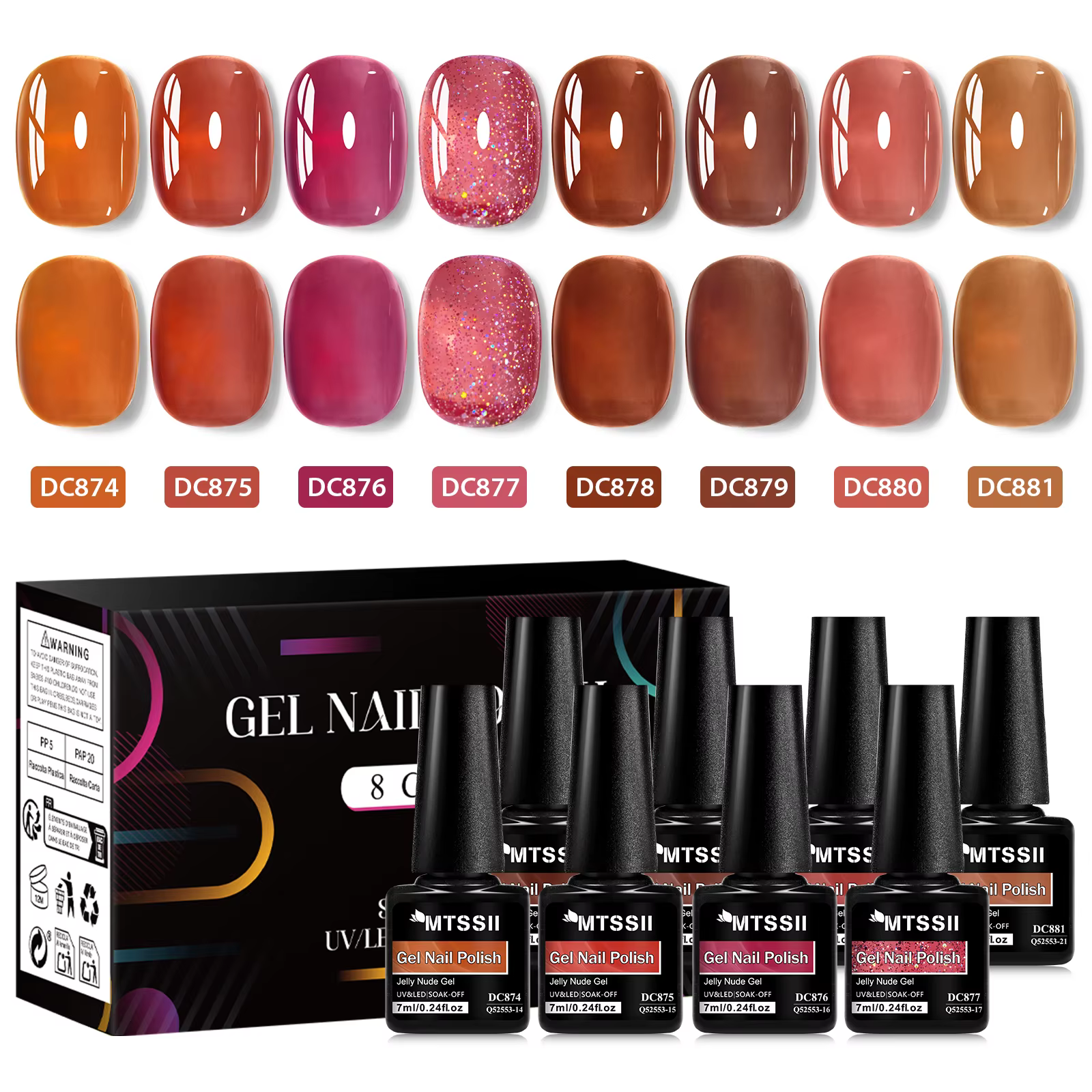 8 pièces ensemble de vernis à ongles Gel gelée nue avec boîte couleur translucide Semi Permanent tre