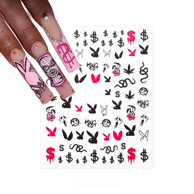 Autocollants 3D en Forme de Dollar pour Ongles, Décalcomanies Auto-Adhésives pour Manucure, Envelopp