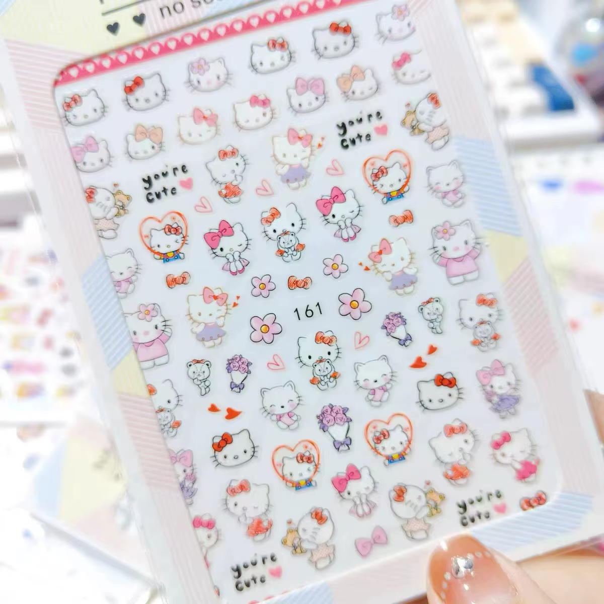 1 pièces Tomoni 3D Hello Kitty autocollant pour ongles dames mignon fournitures pour ongles décalcom