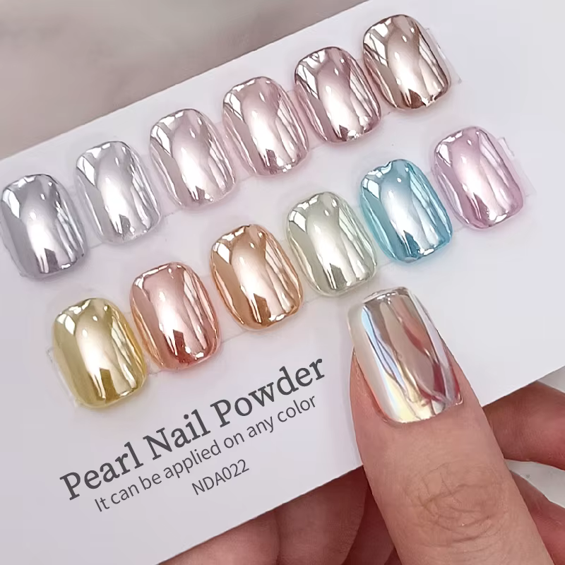 NICOLE DIARY – poudre à ongles miroir au clair de lune, aurore, effet métallique, paillettes argenté