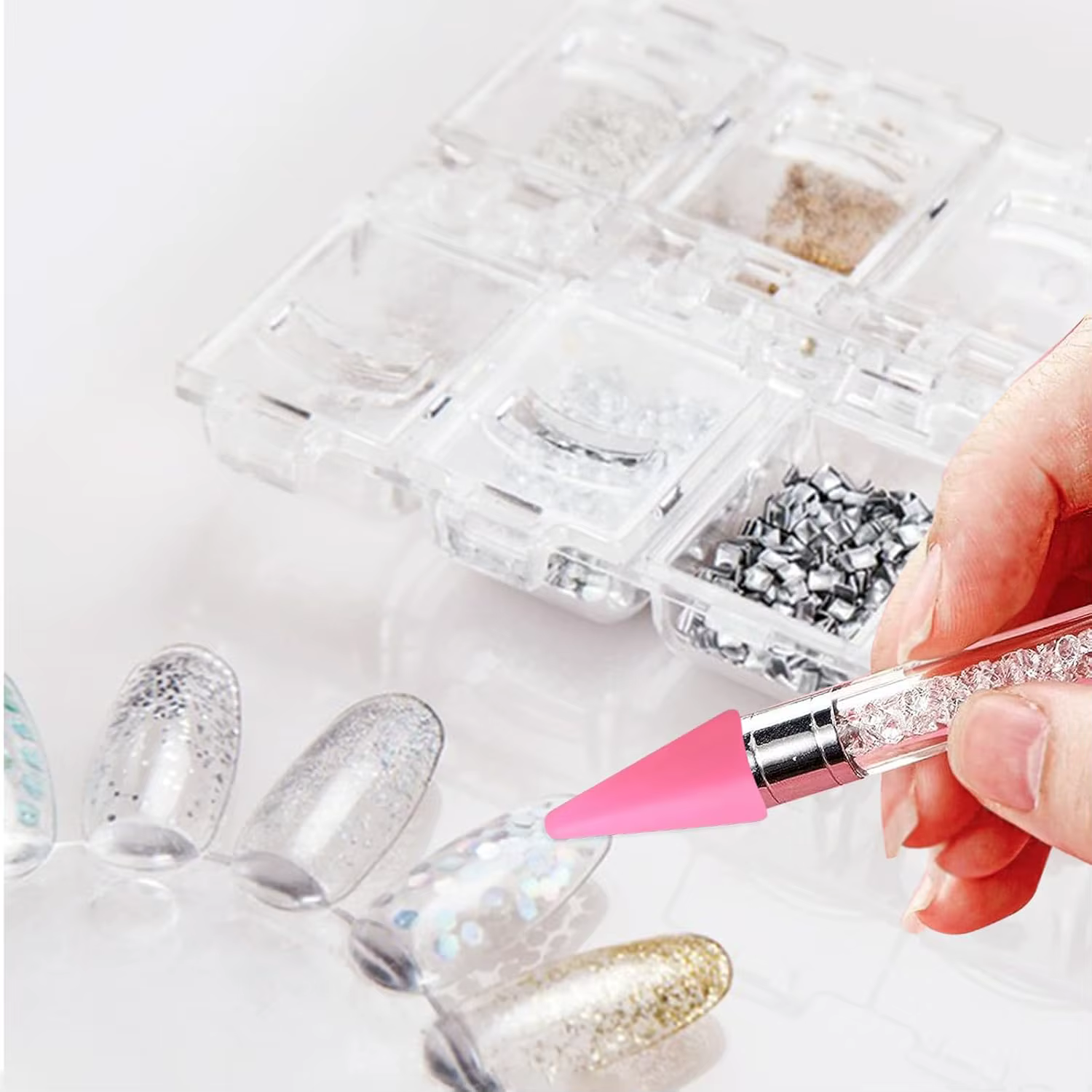 PINCEF-Stylo de pointage pour ongles, 12 pièces, pointe de remplacement, biscuits, outil pour ramass