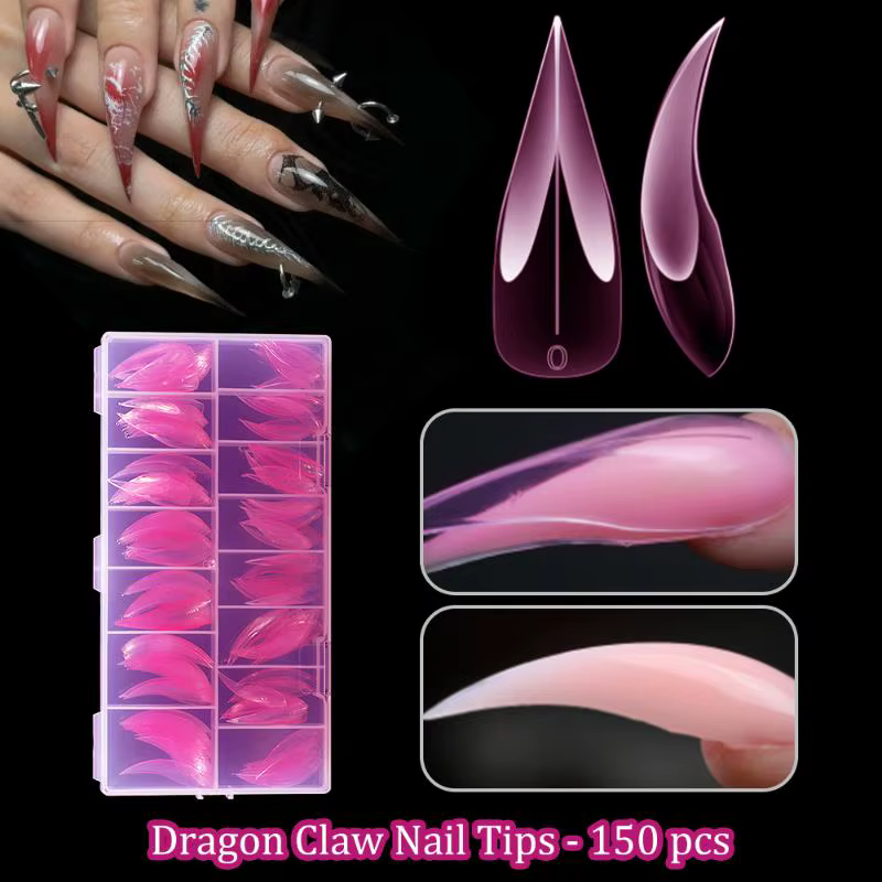 Formes d'ongles Dragon Claw, 150 pièces, pointes d'extension en cristal pour ongles en Gel rapides, 