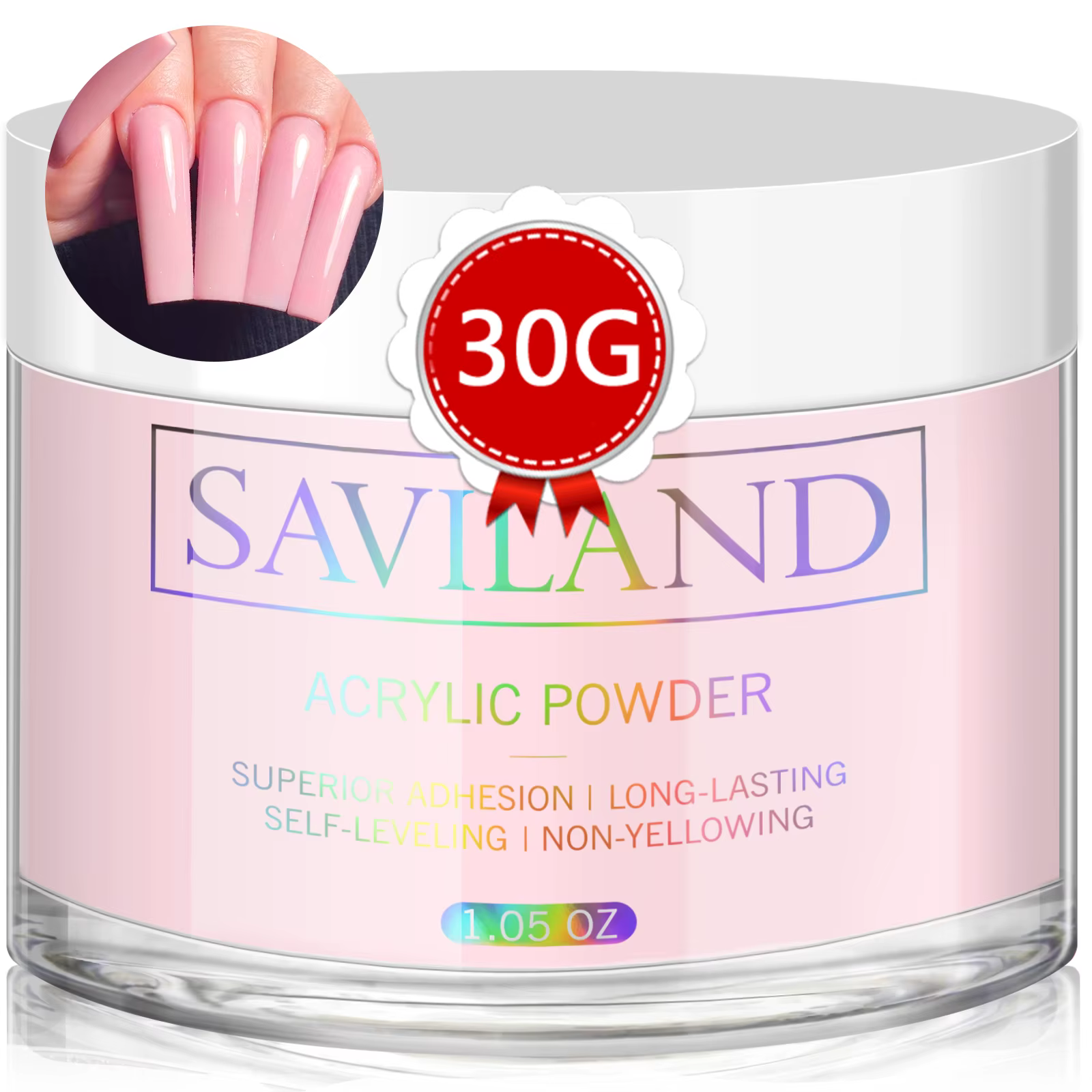 Saviland – poudre acrylique rose 30g, poudre d'extension professionnelle pour Nail Art, pour sculptu