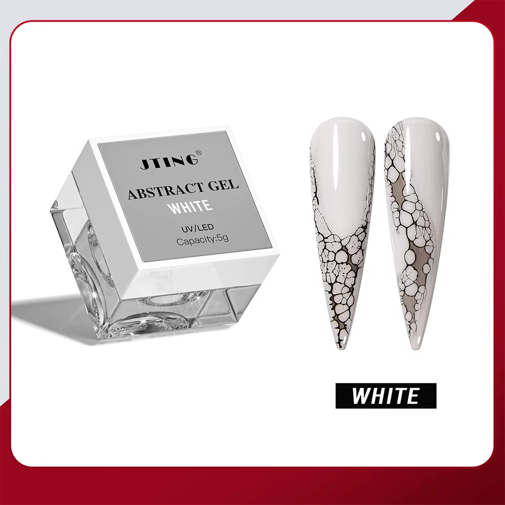 Vernis à ongles Gel abstrait noir et blanc, 5g, trou en dentelle, vague d'océan, Texture à bulles, v