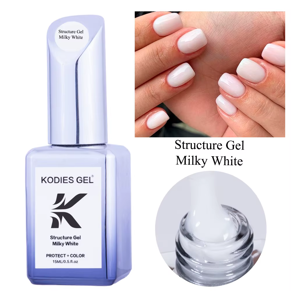 KODIES GEL blanc laiteux Gel vernis Structure Base en caoutchouc Gel vernis à ongles 2 en 1 lait éma