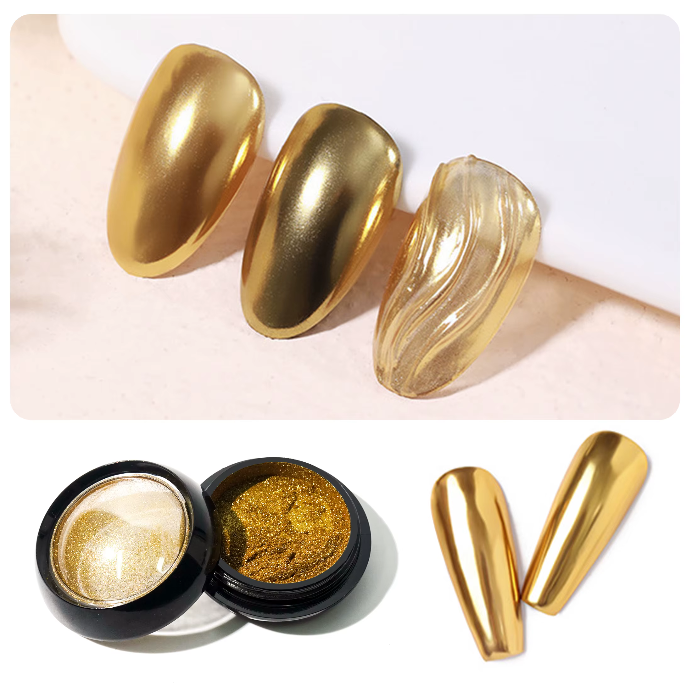 Vernis à ongles en Gel métallique, 1 pièce, paillettes métalliques, poussière à friction, Pigment br
