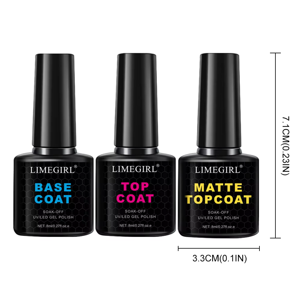 LIMEGIRL 8ml imbiber la couche de Base supérieure mate pour ongles vernis Gel UV Semi Permanent fonc