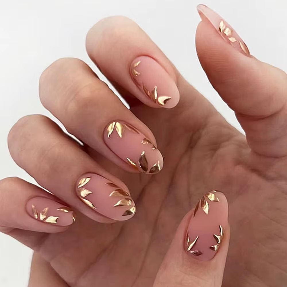 Faux ongles français en forme de tête d'amande pour femme, 24 pièces, couverture complète, à presser