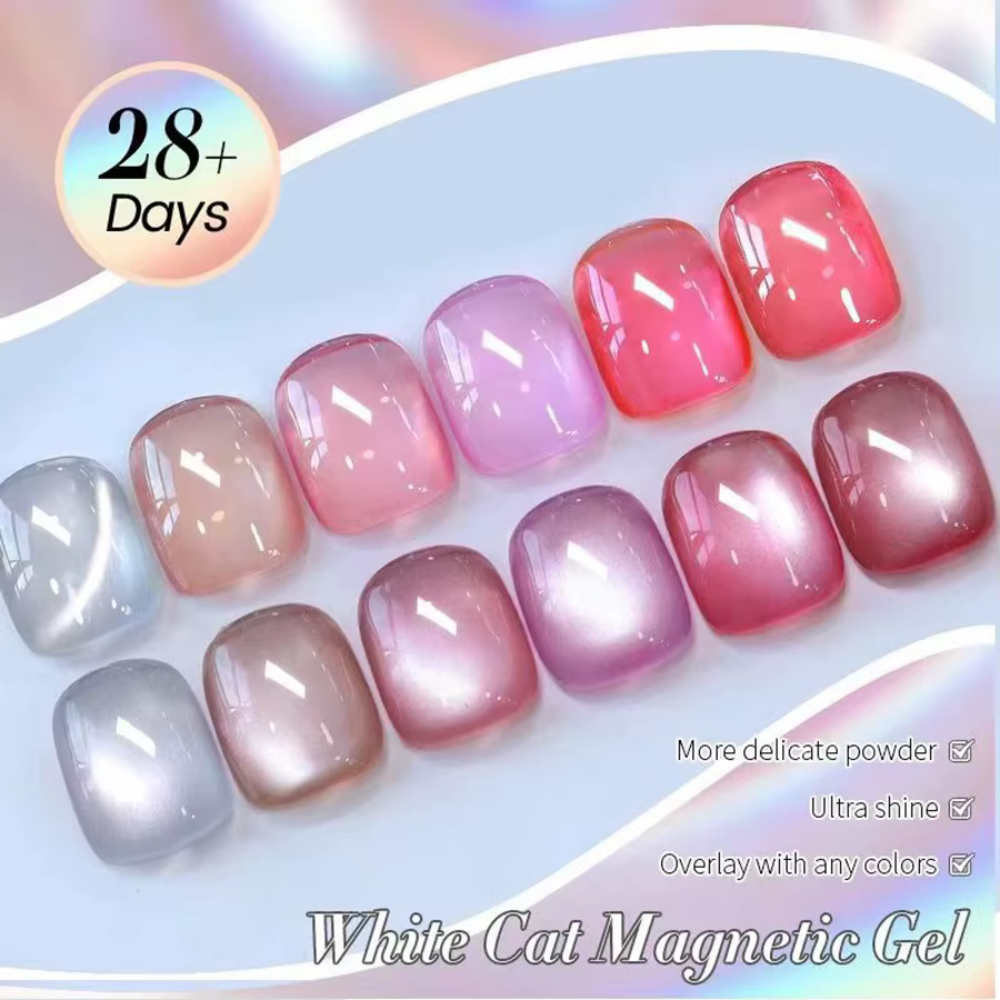 1-24 pièces WS blanc argent oeil de chat Gel magnétique vernis à ongles Ultra brillance tremper Gel 