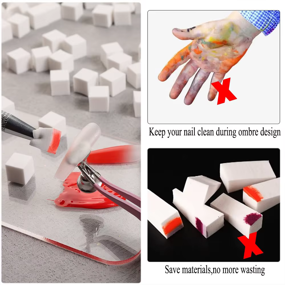 LINMANDA 200/50 pièces éponge à ongles avec stylo à saisir et pince à saisir ensemble ongles dégradé