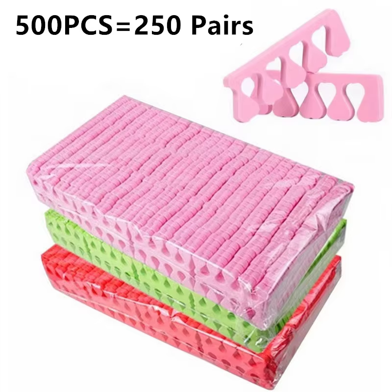 Séparateurs de doigts et d'orteils en éponge rose, 50/100/500 pièces, vernis à ongles, soins des pie
