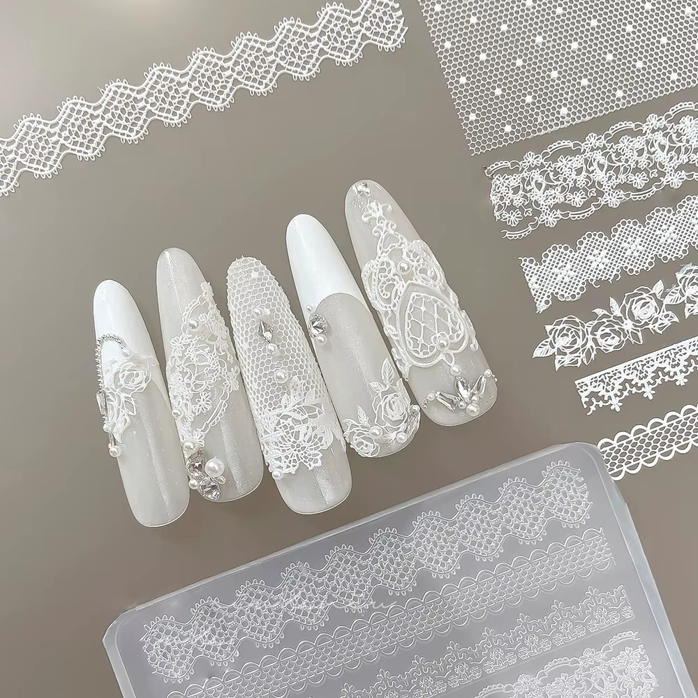 Moule à ongles en silicone souple 3D, motif dentelle creuse, fleur de rose, pour sculpture d'ongles 