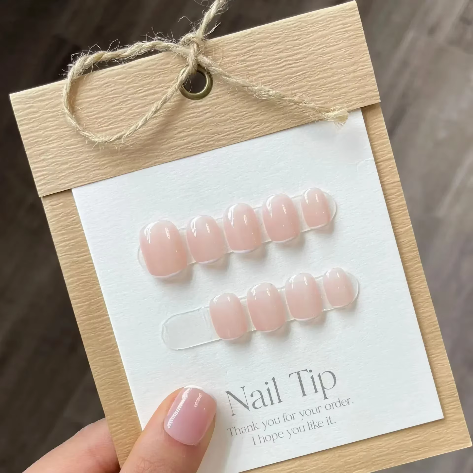 Faux ongles courts faits à la main, couleur Pure, avec colle à pression, couverture complète, tête r