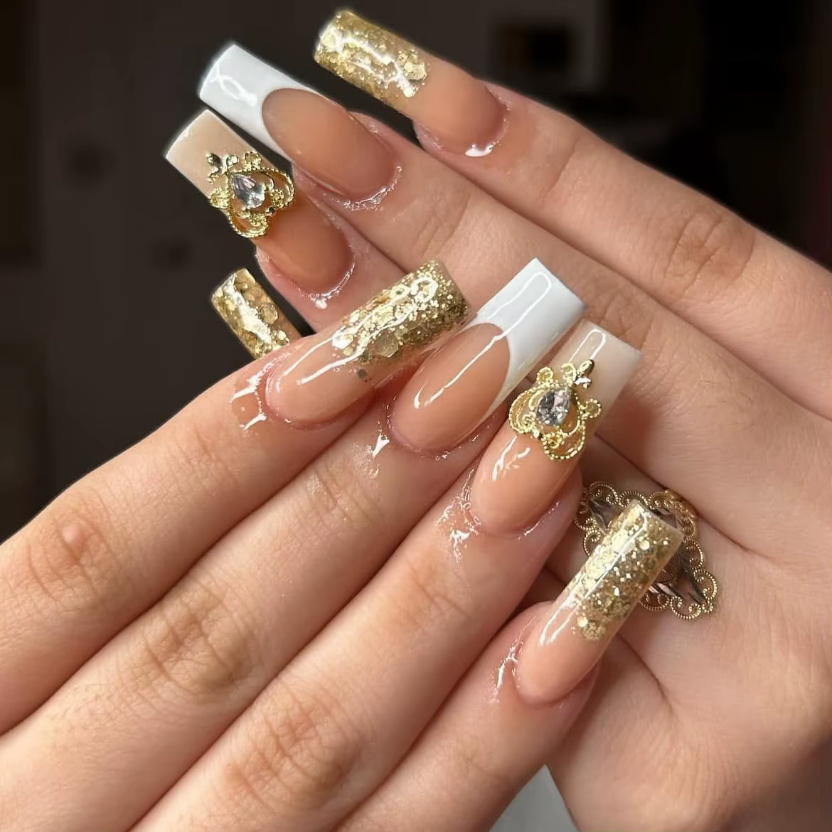 Ensemble de décoration artistique en or 3D Y2K, 48 pièces, breloques comprenant des strass en forme 