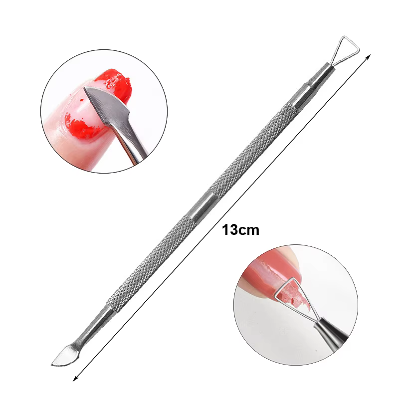 1Pcs En Acier Inoxydable Double Tête Cuticule Pusher Manucure Outils pour Ongles Vernis Colle Cuticu