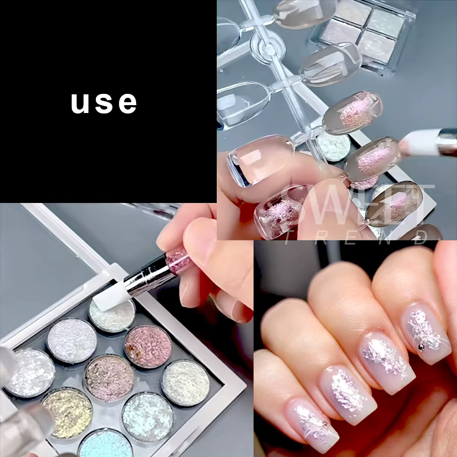 6 grilles brillant Bling boue solide ongles Pigment cristal aurore opale frottant la poussière Chrom