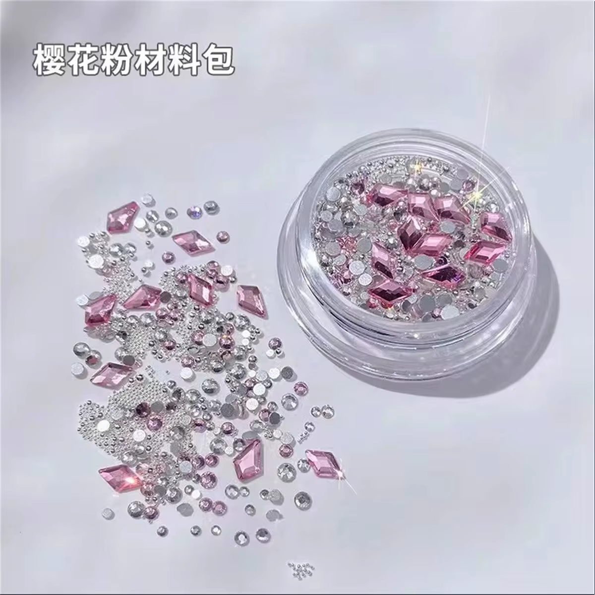 Ensemble d'accessoires multiformes pour ongles, cristal rose, diamant d'eau, perle ronde, diamant, b