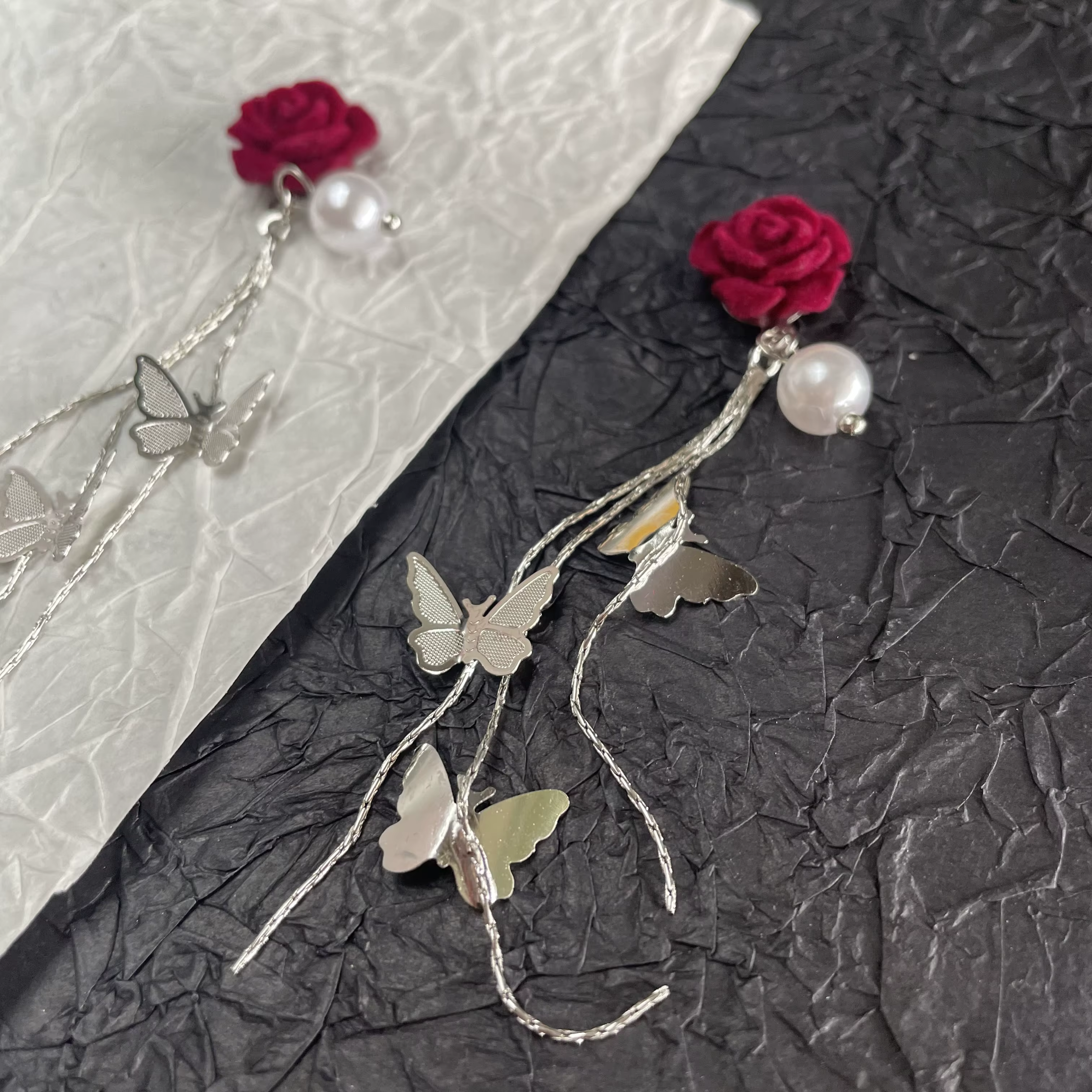 -Lord Rose-bijoux pour ongles chics, chaînes de fleurs en velours rouge, pendentifs, Niche Palace Co