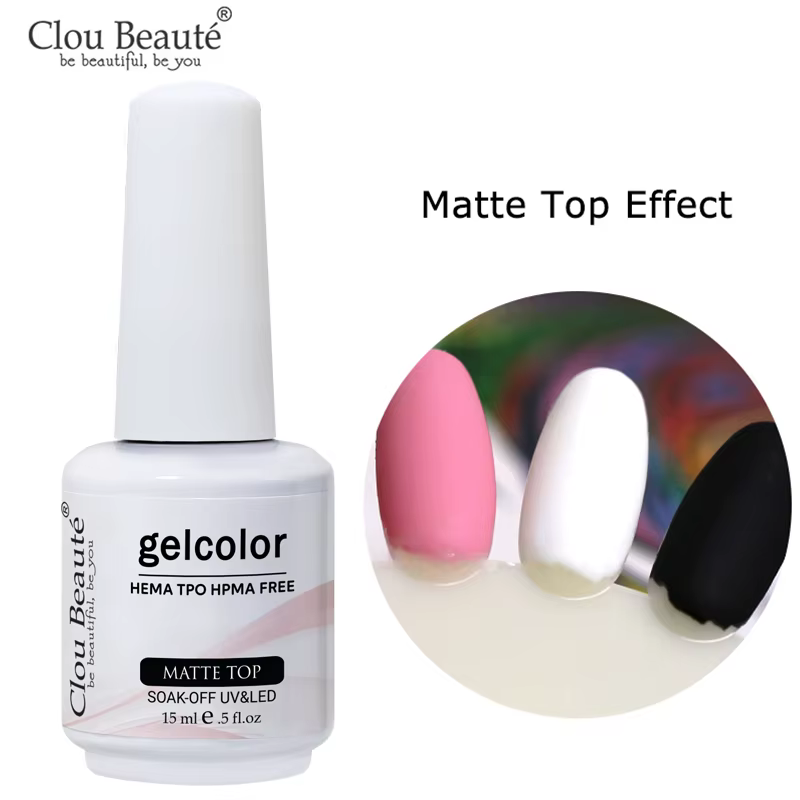 Clou Beaute 15ml Gel Primer, Top Coat Sans Essuyage, Base Coat, Dissolvant Gel Transparent, Gel UV/L