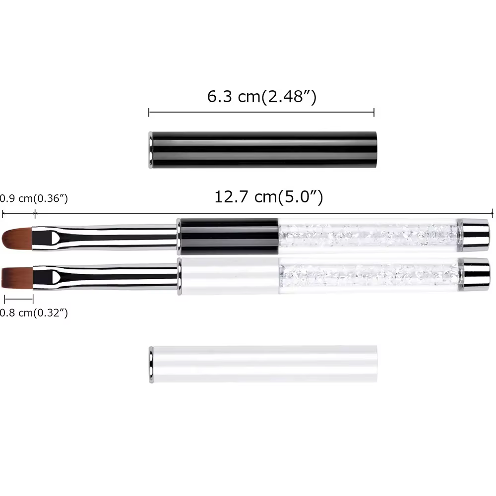 Brosse à ongles ovale et plate pour Gel UV, noir et blanc, constructeur professionnel, stylo pour la