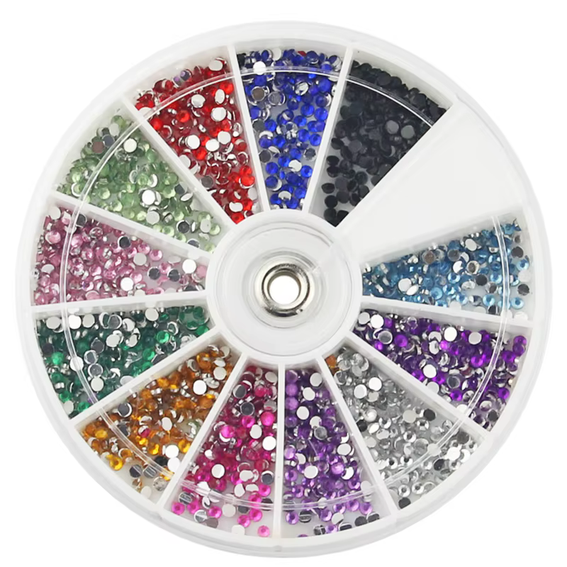 Strass 3d en pierre brillante pour ongles, 12 couleurs mélangées, 1.5MM,2MM,3MM, petites perles, man