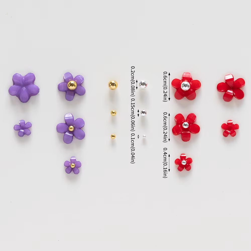 Breloques en forme de fleur à cinq pétales, perles en acier, taille mixte, biscuits boule or/argent,