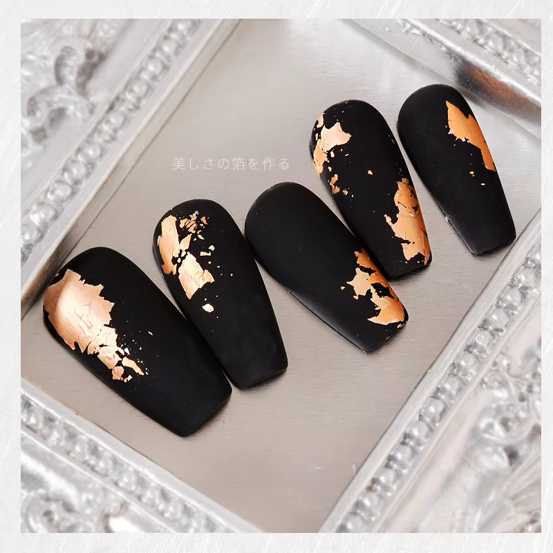 Rose or argent feuille irrégulière papier Fragments Nail Art paillettes autocollant paillettes brico