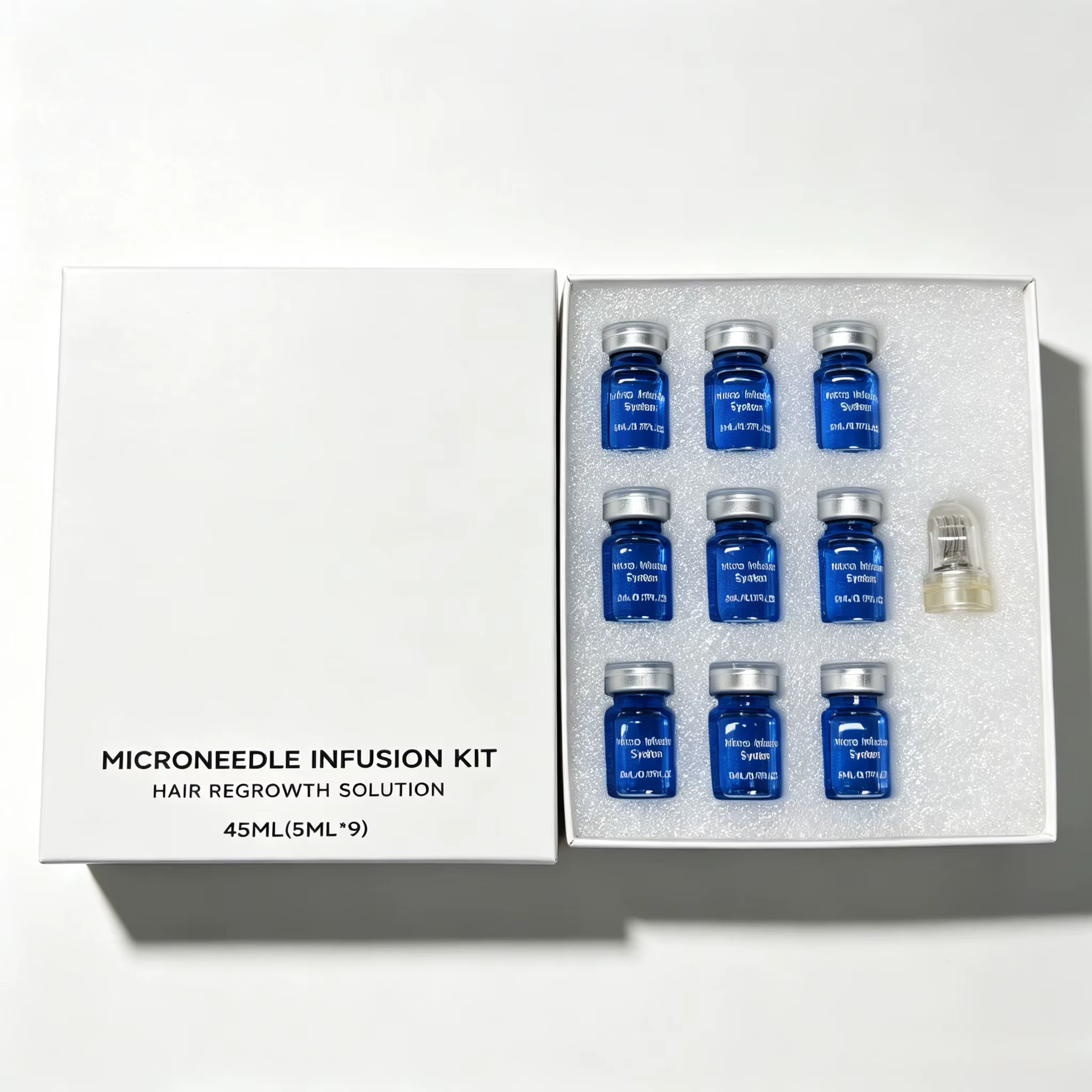 Kit de soins capillaires à micro-aiguilles pour usage domestique, contenant un sérum nutritif, formu