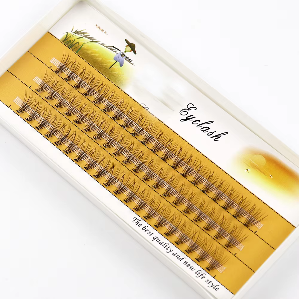 1 boîte/60 paquets de cils de vison naturel 3D russe extension de cils individuelle 10D grappe de ci