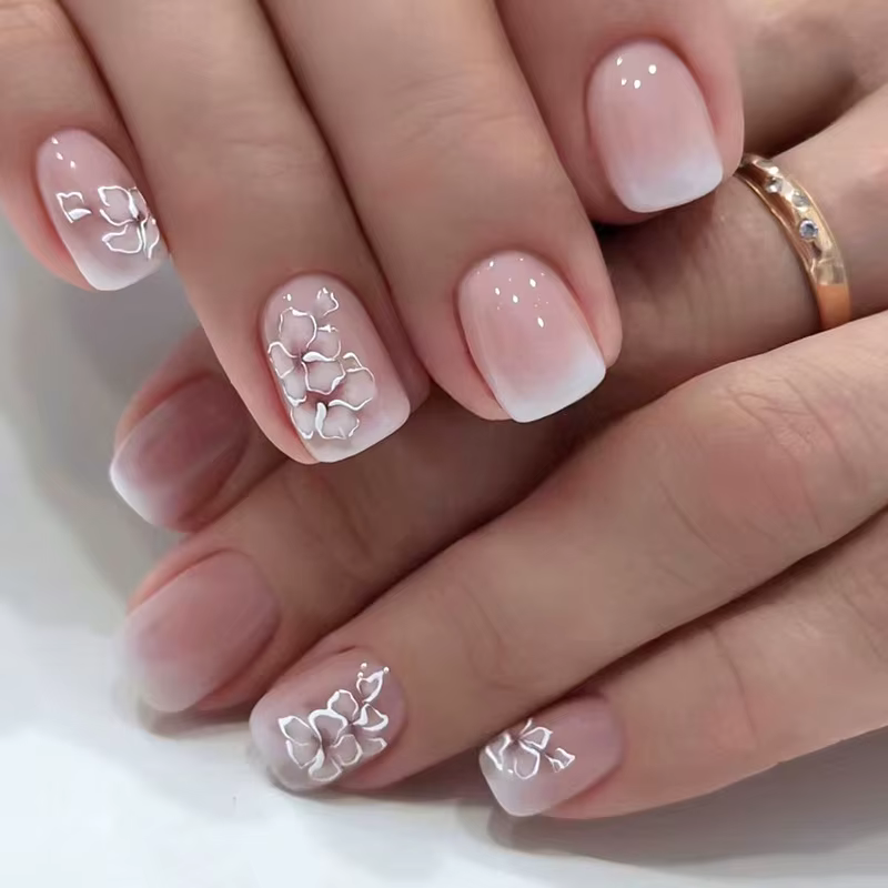 Faux Ongles de Style Ballerine Française, Ombré, Rose, Cercueil Naturel, Outil de Manucure, Vente en