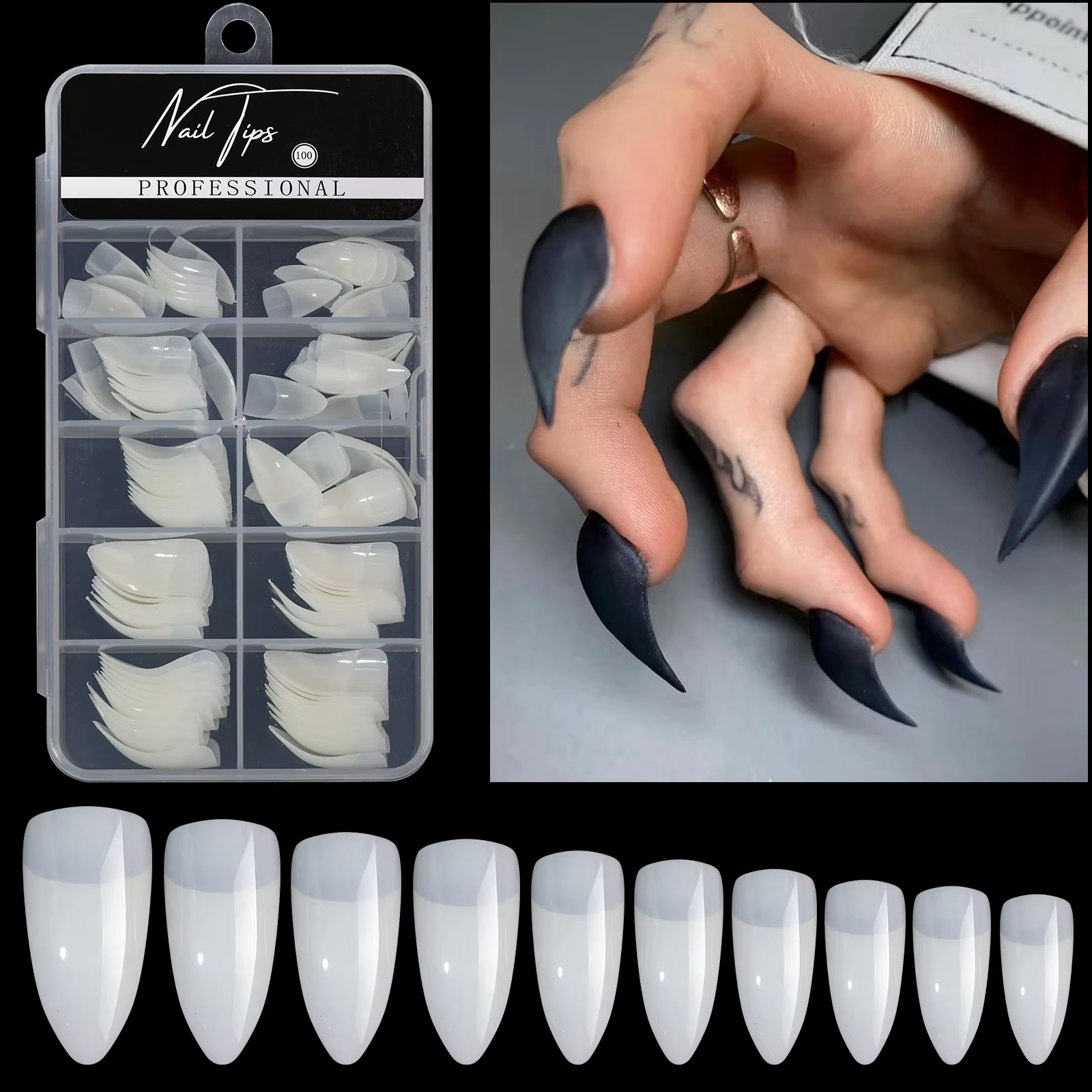 100 boîtes de faux ongles les plus vendus avec aigle unique - Conception en forme de griffe - Type s