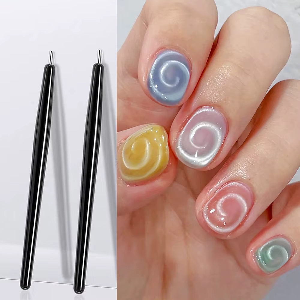 Nouveau stylo magnétique pour ongles œil de chat fantaisie, Vortex 3D/perle de verre/lune/ondulation