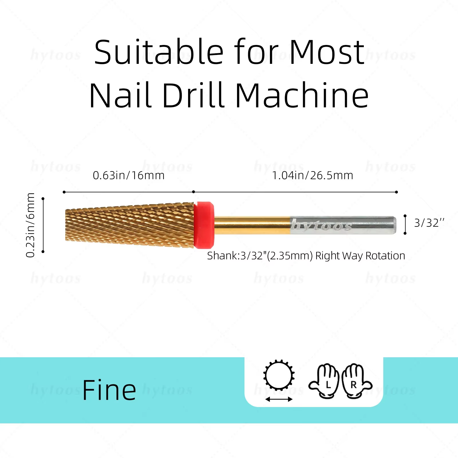 HYTOOS 5 en 1 forets à ongles 16mm bout à ongles en carbure conique à dessus plat enlever outil de G