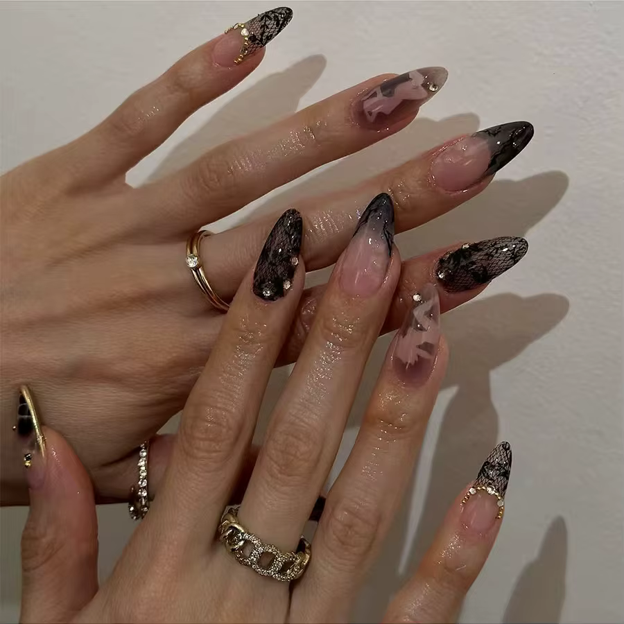 Faux ongles marron portables, 24 pièces, mode imprimé léopard, Design dégradé, pointes à pression, e