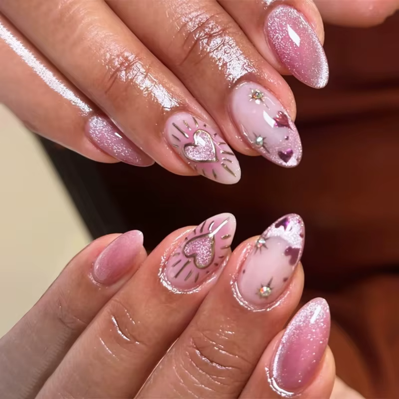 24 pièces français amande presse sur ongles motif de fleur faux ongles portable à coller faux ongles