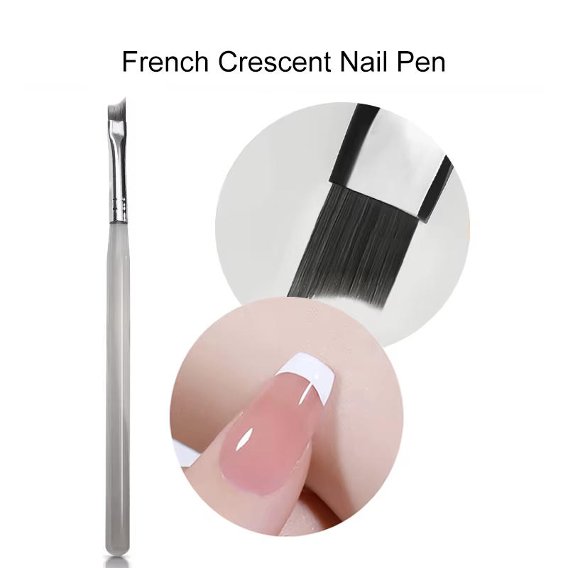 RS Nail – brosse professionnelle pour Nail Art français, en forme de demi-lune, Gel UV et peinture a